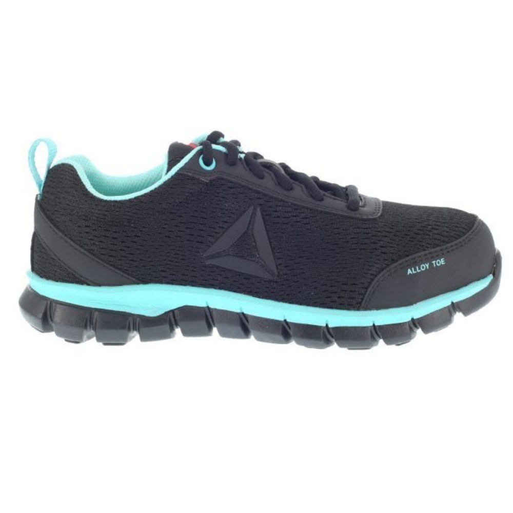 Reebok steel toe shoes 8W Sublite safety shoes black and aqua RB050 womens alloy
